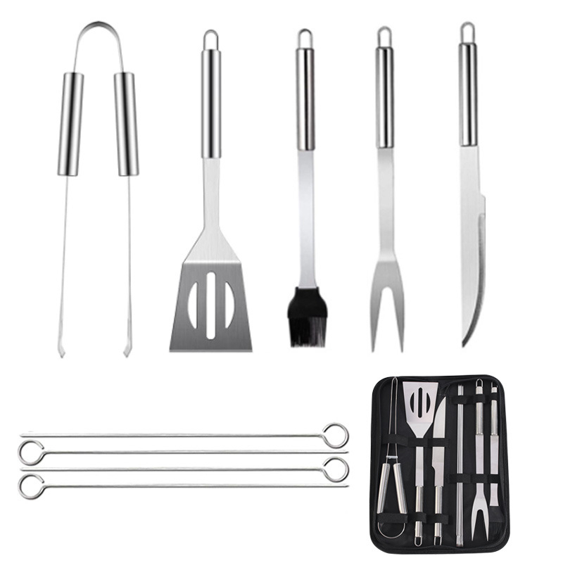 Meiyijia Nehrđajući čelik grill set – nož, klip, vilica, znak, lopatica; moderni minimalistički BBQ alati