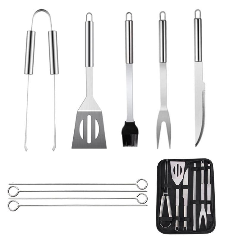 Meiyijia Nehrđajući čelik grill set – nož, klip, vilica, znak, lopatica; moderni minimalistički BBQ alati