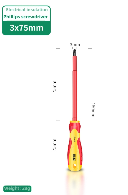 Izolačná skrutkovačka s krížovou, plochou a Pozidriv hlavou — silný magnet, uhlíková oceľ, pre elektrikárov