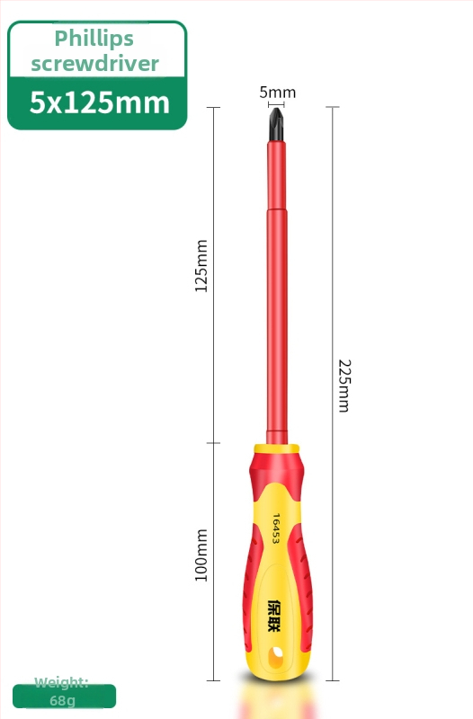 Izolačná skrutkovačka s krížovou, plochou a Pozidriv hlavou — silný magnet, uhlíková oceľ, pre elektrikárov