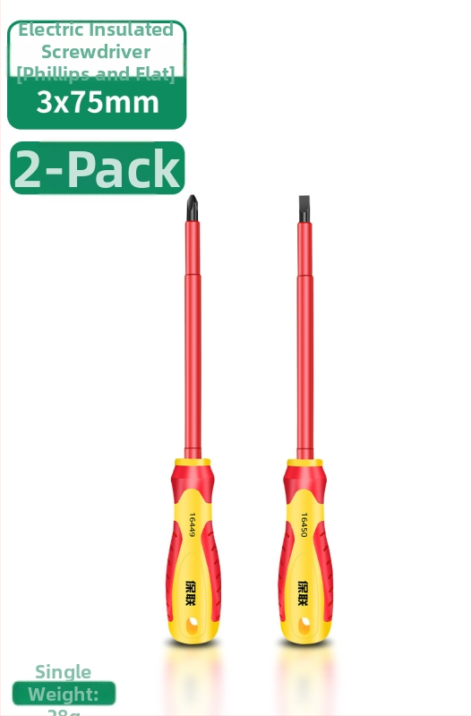 Izolačná skrutkovačka s krížovou, plochou a Pozidriv hlavou — silný magnet, uhlíková oceľ, pre elektrikárov