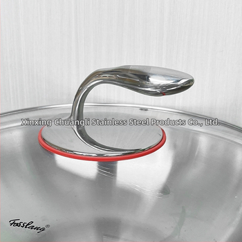 Wok od nehrđajućeg čelika 304 sa trostrukim dnom i staklenim poklopcem, model Dolphin 304 wok, težina 3.8 kg