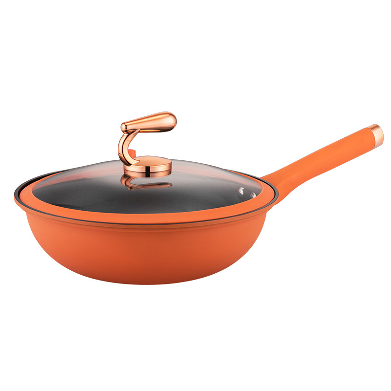 Wok od nehrđajućeg čelika s neprijanjajućim premazom, model 34cn, težina 2820 g, stakleni poklopac