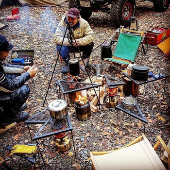 Kamperski trokutasti stol s mrežom za roštilj i ognjište — prijenosni, sklopivi, 2,7 kg, za 3–5 osoba, COOLCAMP CF-222256