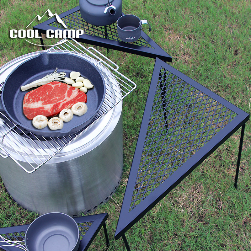 Kamperski trokutasti stol s mrežom za roštilj i ognjište — prijenosni, sklopivi, 2,7 kg, za 3–5 osoba, COOLCAMP CF-222256