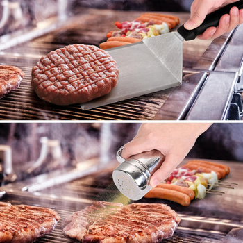 Barbecue pet-dijelni set alata s poklopcem za burger, spatula, boca za arome i teppanyaki alati – nehrđajući čelik – RD marka