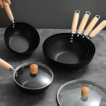 Mini wok od kovanog željeza, non-stick, tava, ravno dno, kompatibilna s indukcijskom pločom, model HUF25
