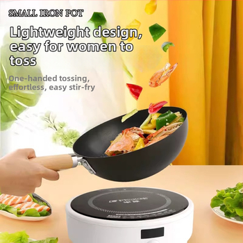 Mini wok od kovanog željeza, non-stick, tava, ravno dno, kompatibilna s indukcijskom pločom, model HUF25