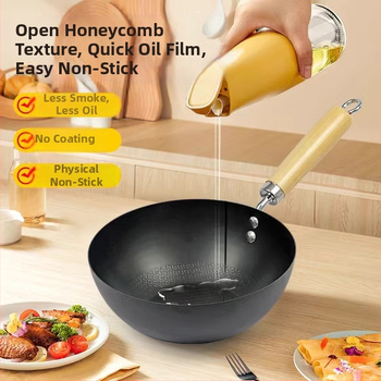 Mini wok od kovanog željeza, non-stick, tava, ravno dno, kompatibilna s indukcijskom pločom, model HUF25