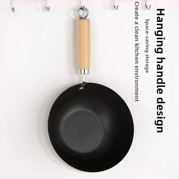 Mini wok od kovanog željeza, non-stick, tava, ravno dno, kompatibilna s indukcijskom pločom, model HUF25