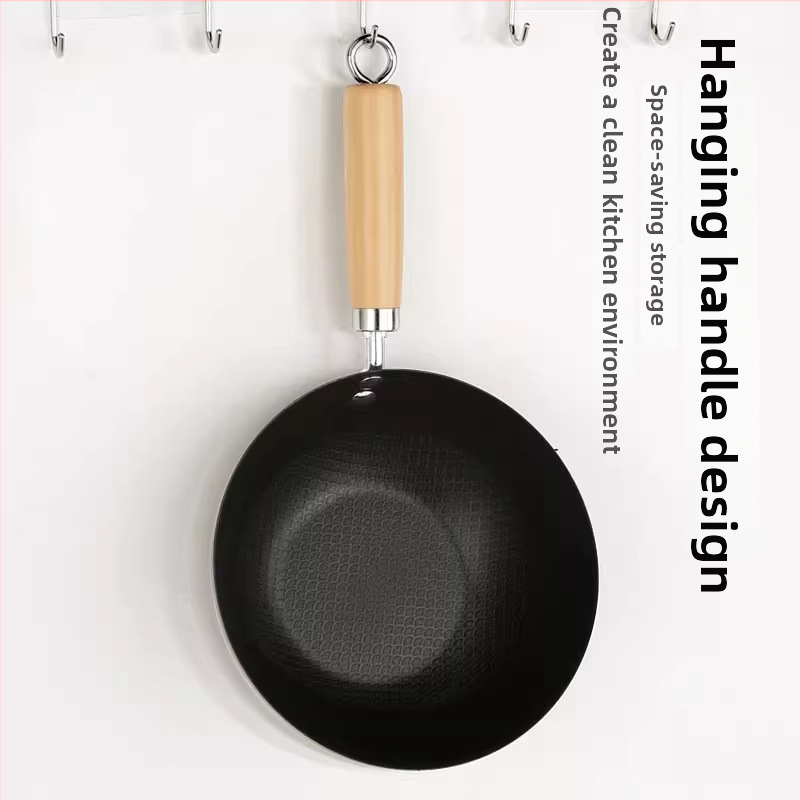 Mini wok od kovanog željeza, non-stick, tava, ravno dno, kompatibilna s indukcijskom pločom, model HUF25