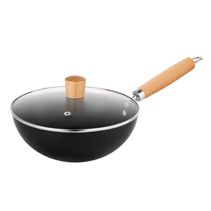 Mini wok od kovanog željeza, non-stick, tava, ravno dno, kompatibilna s indukcijskom pločom, model HUF25