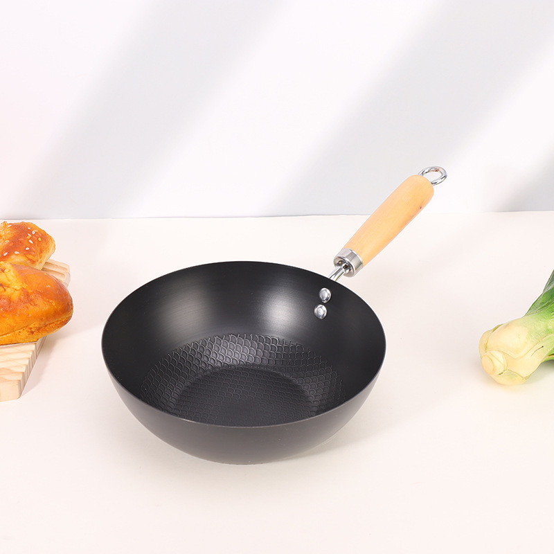 Mini wok od kovanog željeza, non-stick, tava, ravno dno, kompatibilna s indukcijskom pločom, model HUF25