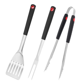 Nehrđajući čelični set alata za roštilj, 3 komada: spatula, vilica za roštilj, kliješta