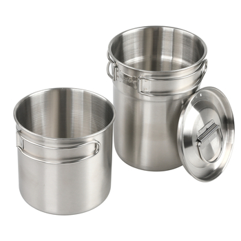 Set posuda od nehrđajućeg čelika 304, prehrambene kvalitete, za 2–3 osobe, vanjska i unutarnja posuda, prijenosni kamp kuhinjski set