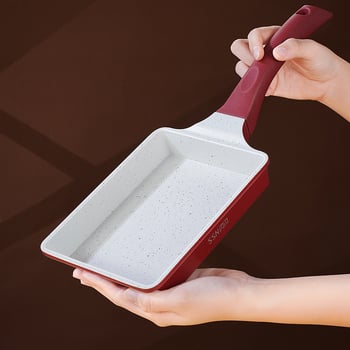 Kompaktna četvrtasta tava za tamagoyaki s nepriјanjajućim premazom, aluminijsko tijelo, nordijski stil