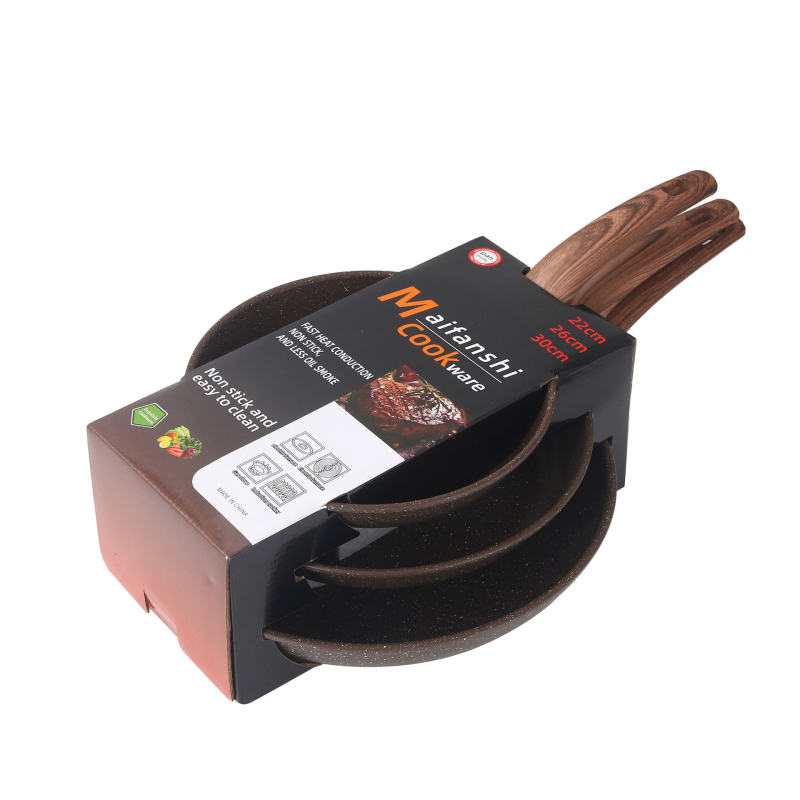 Wok od finog željeza s non-stick premazom, korejskog stila, poklop od kaljenog stakla, jednostavno dno