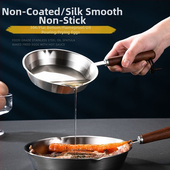 Panvica na smaženie z nehrdzavejúcej ocele 304, ploché dno, bez povlaku, potravinárska kvalita, vhodná na všetky spotrebiče