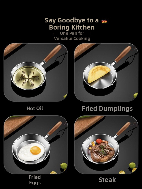 Panvica na smaženie z nehrdzavejúcej ocele 304, ploché dno, bez povlaku, potravinárska kvalita, vhodná na všetky spotrebiče