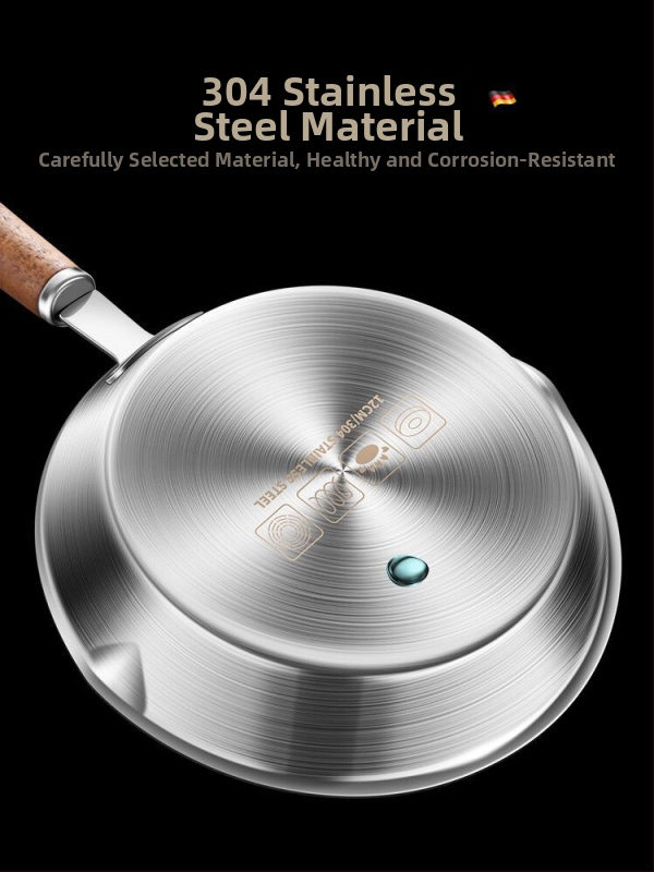 Panvica na smaženie z nehrdzavejúcej ocele 304, ploché dno, bez povlaku, potravinárska kvalita, vhodná na všetky spotrebiče