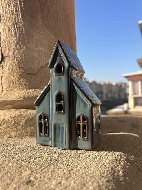 Керамична къща в нордически стил за нощно осветление, за аквариуми и дворен декор