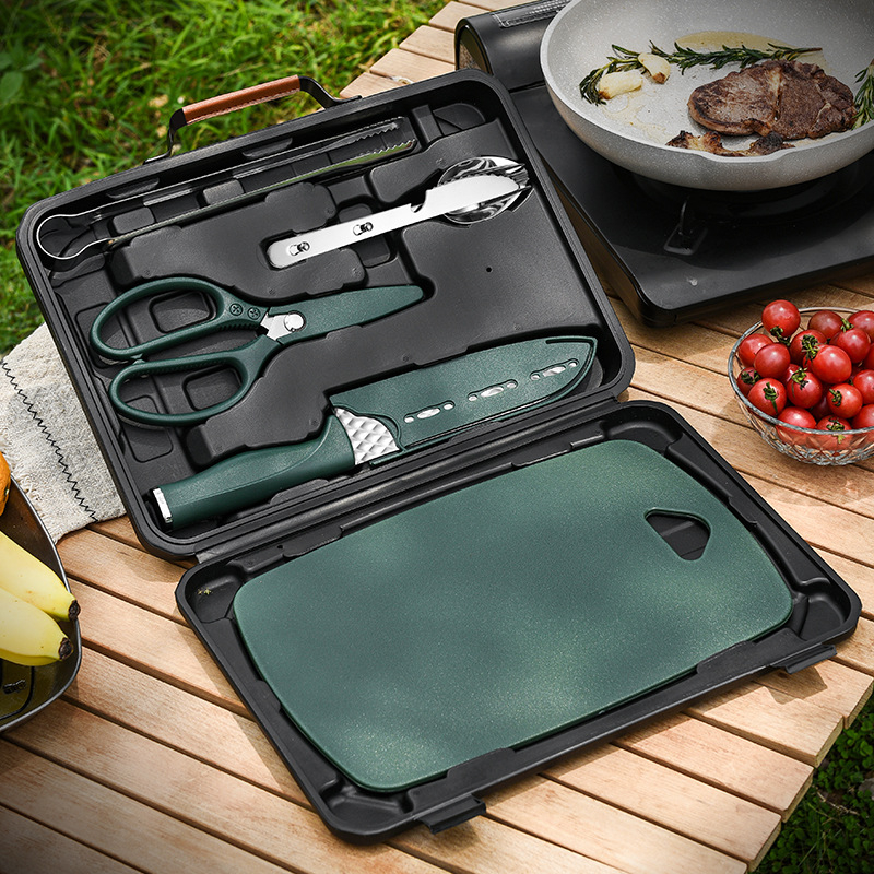 Set ustensile BBQ din oțel inoxidabil – set portabil pentru grătar, stil modern