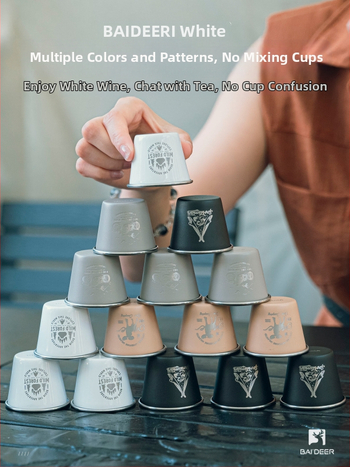 Комплект чаши от неръждаема стомана за къмпинг – компактни чаши за вино, чай и бира White Deer