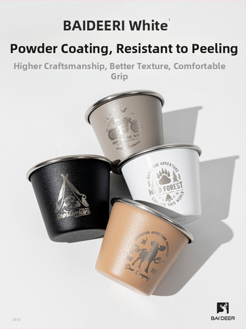 Комплект чаши от неръждаема стомана за къмпинг – компактни чаши за вино, чай и бира White Deer