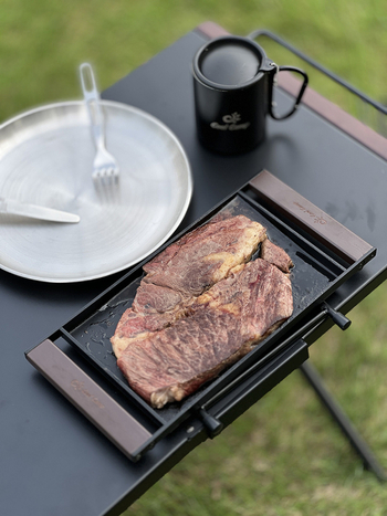 Преносим железен тепаняки тиган за барбекю с дървена дръжка, къмпинг уред за 1–2 души (CF-805, 2 кг)