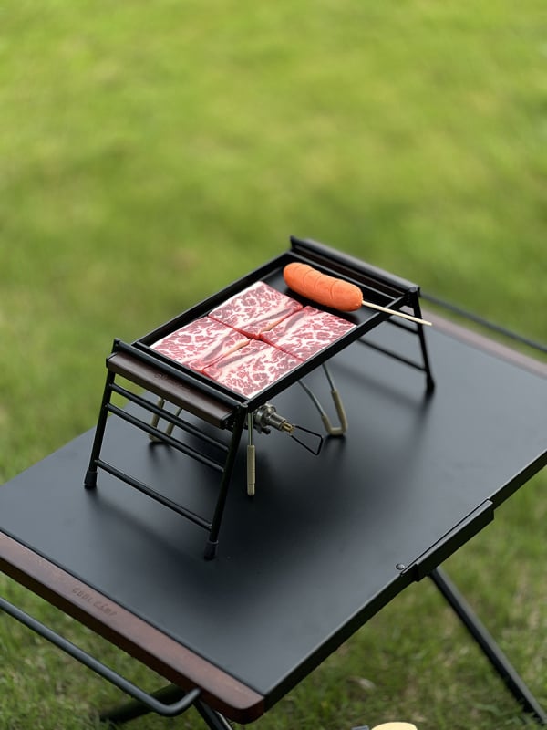 Преносим железен тепаняки тиган за барбекю с дървена дръжка, къмпинг уред за 1–2 души (CF-805, 2 кг)