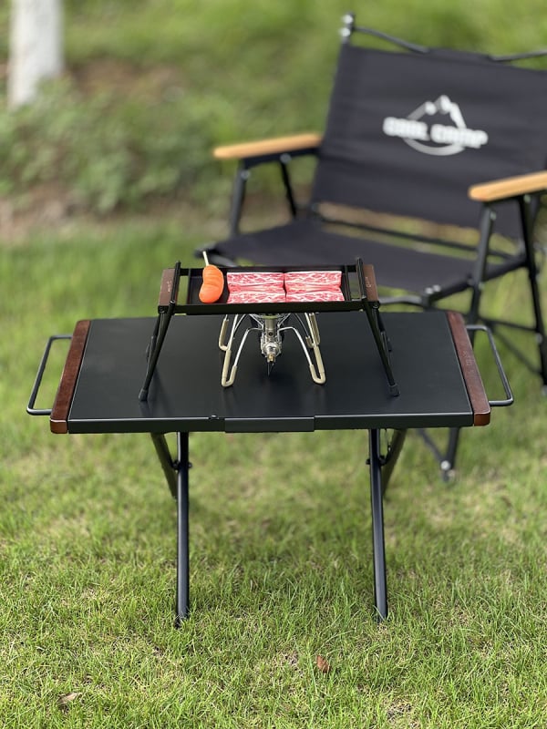 Преносим железен тепаняки тиган за барбекю с дървена дръжка, къмпинг уред за 1–2 души (CF-805, 2 кг)