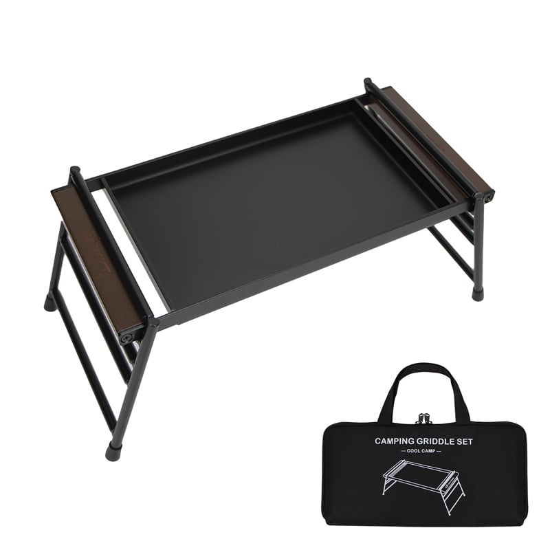 Преносим железен тепаняки тиган за барбекю с дървена дръжка, къмпинг уред за 1–2 души (CF-805, 2 кг)