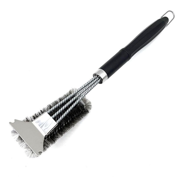 Četka za čišćenje roštilja s zamjenjivom glavom, tri glavice od čelične žice i strugač