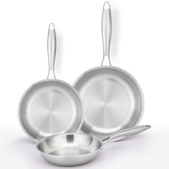 Set tava od nehrđajućeg čelika 304, bez premazivanja, s staklenim poklopcem, promjer 24 cm, dno s trostrukim slojem