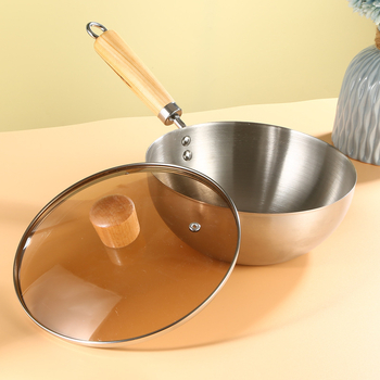 Wok od 304 inox čelika s staklenim poklopom, s jednim dnom, dubina oko 9 cm, težina preko 900 g