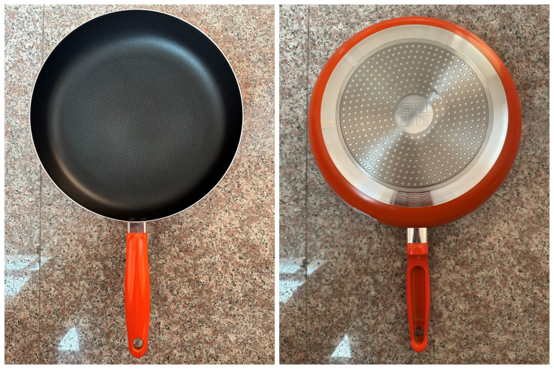Wok tiganj od aluminijske legure, neprijanjajući premaz, dvostruko dno, baza od 201 nehrđajućeg čelika
