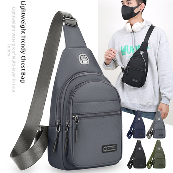 Férfi mellkas-táska keresztpánttal - Oxford anyag, kopásálló, szabadidős utazási stílus, egyszínű mintázat, poliészter bélés