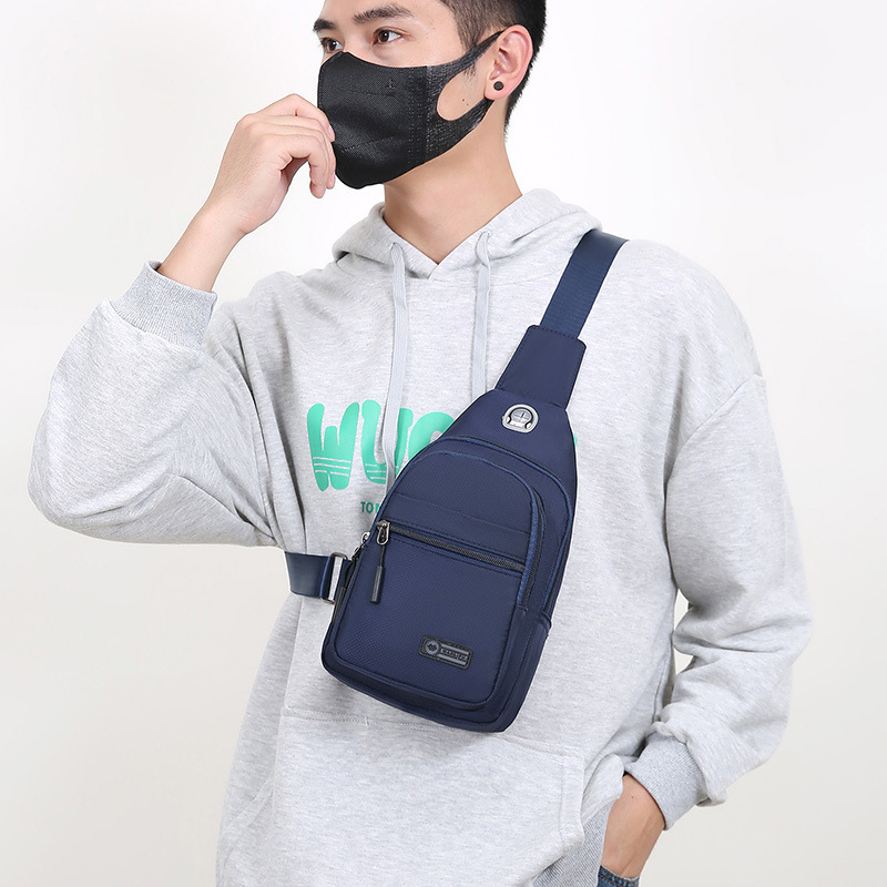 Férfi mellkas-táska keresztpánttal - Oxford anyag, kopásálló, szabadidős utazási stílus, egyszínű mintázat, poliészter bélés