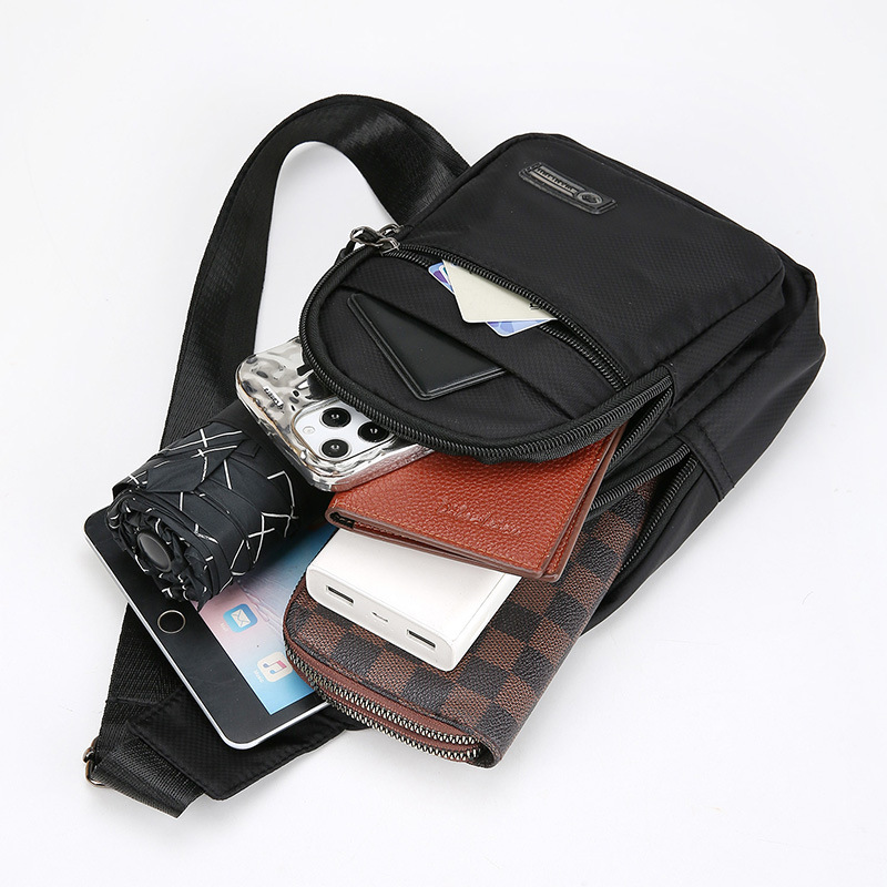 Férfi mellkas-táska keresztpánttal - Oxford anyag, kopásálló, szabadidős utazási stílus, egyszínű mintázat, poliészter bélés