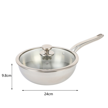 Titánium wok háromrétegű aljzattal, üvegfedővel, kompatibilis gáztűzhely és indukciós főzőfelülettel