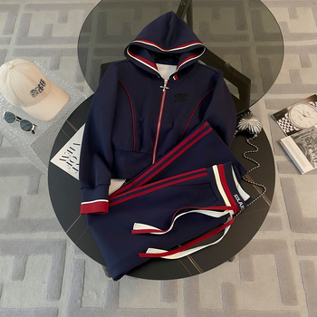 Női kapucnis fleeces béléses sportos szett, hosszú ujjú felső, 3D minta, pamut 80–90%