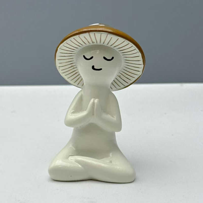 Slatka stolna dekoracija s gljivom za meditaciju, karikatura stil od smole, Jianhong
