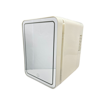 Мини хладилник със огледало за грим и LED осветление, автомобилен хладилник за горещ и студен режим, 5 л капацитет, захранване 12V/220V, мощност 24-36W, охлаждане до 10-15°C под околната температура, нагряване до 65°C