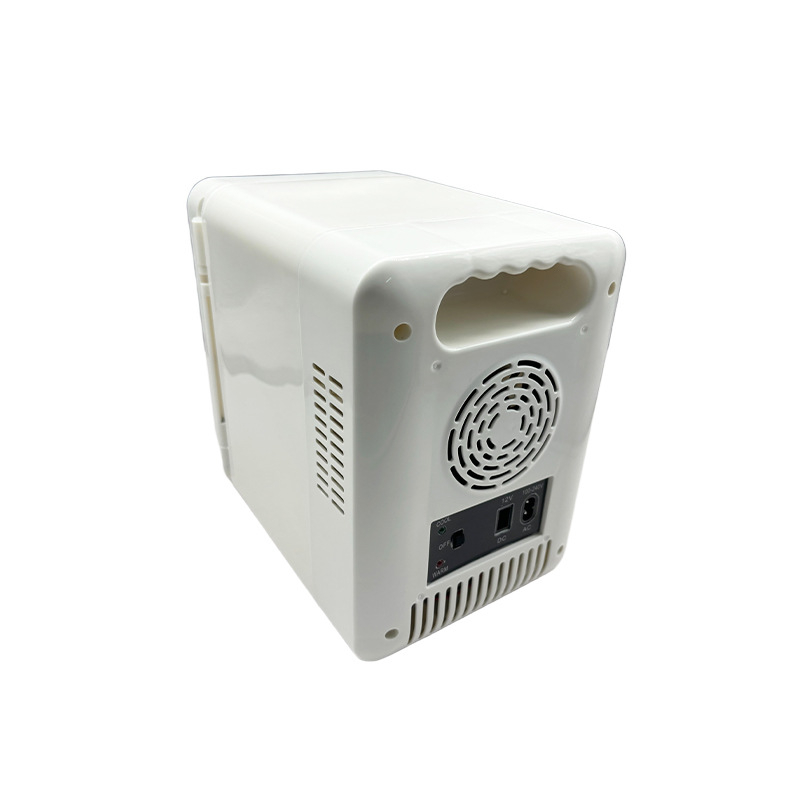 Мини хладилник със огледало за грим и LED осветление, автомобилен хладилник за горещ и студен режим, 5 л капацитет, захранване 12V/220V, мощност 24-36W, охлаждане до 10-15°C под околната температура, нагряване до 65°C