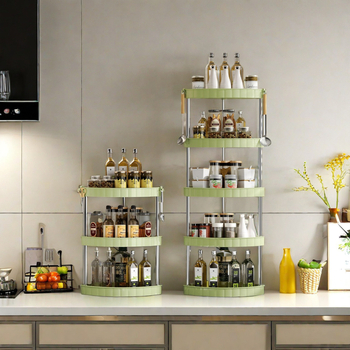 Raft bucătărie pentru condimente (Plastic; Montaj fără găuri; Stil modern minimalist; Așezare pe blat/podea; Raft pentru condimente)