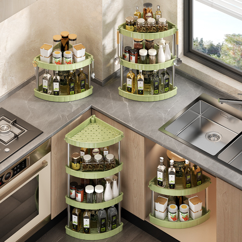 Raft bucătărie pentru condimente (Plastic; Montaj fără găuri; Stil modern minimalist; Așezare pe blat/podea; Raft pentru condimente)