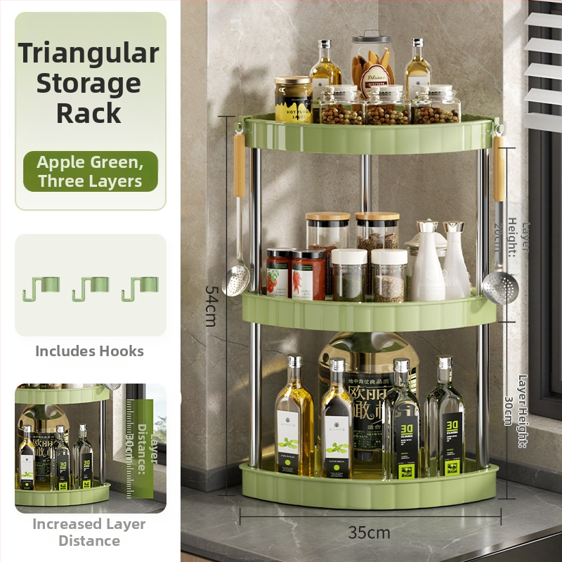 Raft bucătărie pentru condimente (Plastic; Montaj fără găuri; Stil modern minimalist; Așezare pe blat/podea; Raft pentru condimente)