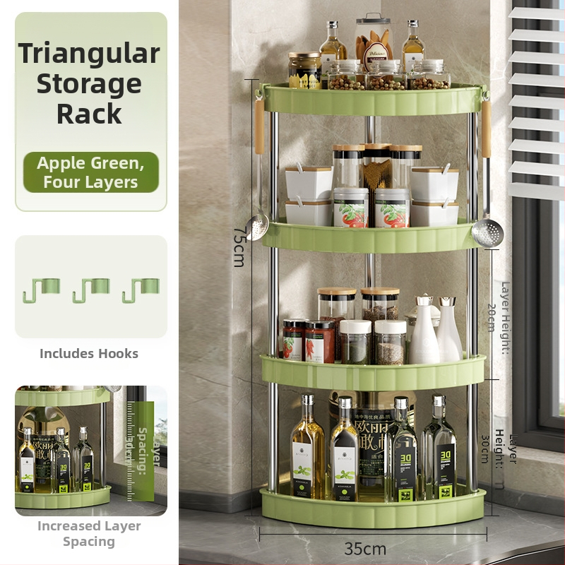 Raft bucătărie pentru condimente (Plastic; Montaj fără găuri; Stil modern minimalist; Așezare pe blat/podea; Raft pentru condimente)