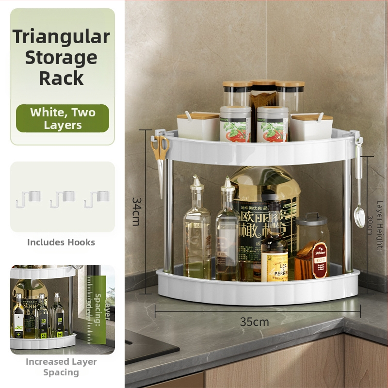 Raft bucătărie pentru condimente (Plastic; Montaj fără găuri; Stil modern minimalist; Așezare pe blat/podea; Raft pentru condimente)