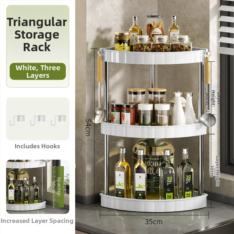 Raft bucătărie pentru condimente (Plastic; Montaj fără găuri; Stil modern minimalist; Așezare pe blat/podea; Raft pentru condimente)